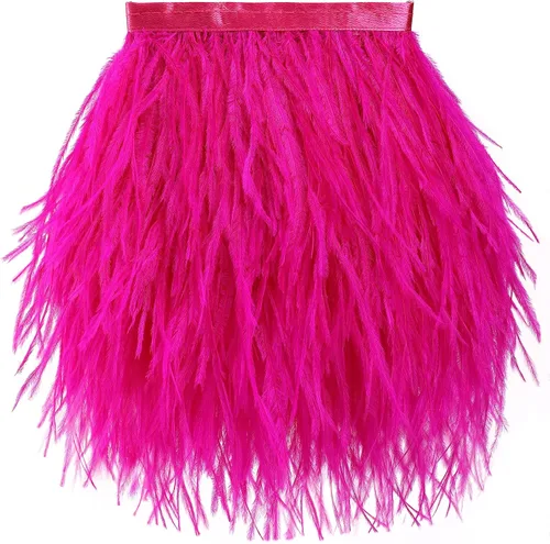 Vista 14 de Soarer Flecos de plumas de avestruz beige - 1,8 m, 12-18 cm, para manualidades de costura, ropa, joyería, decoración de bodas y fiestas en casa