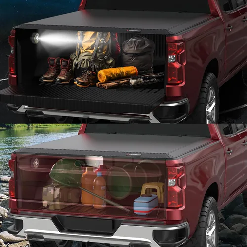 Vista 6 de Cubierta suave para caja de camioneta plegable cuádruple compatible con Ford F-150 F150 Styleside 2015-2026 4 pliegues 5.5 pies 67 pulgadas
