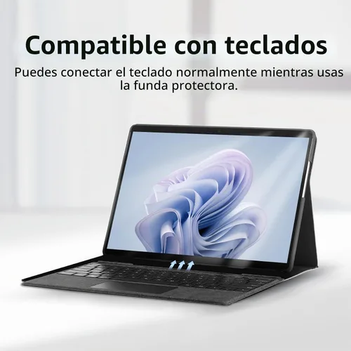 Vista 8 de Omnpak Funda para Microsoft Surface Pro 11/10/9 de 13", con bolsillo para Negro con bolsa de accesorios