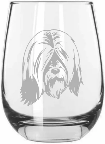 Vista 395 de Shar Pei (chino) - Vaso de vino sin tallo grabado para perro, 15.25 onzas