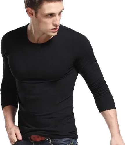 Vista 2 de XUDIAN. Camiseta de manga larga para hombre, cuello redondo