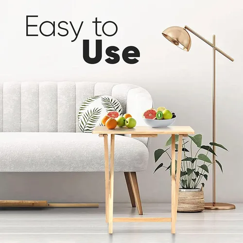 Vista 6 de PJ Wood Mesa Rectangular Plegable Portátil para TV Aperitivos Bandeja de Servir, Construcción de Madera Sólida con Acabado Natural