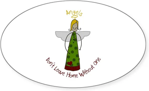 Vista 2 de CafePress Angel of Joy - Pegatina ovalada para parachoques de coche