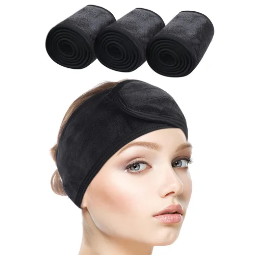 Vista 9 de SINLAND Diadema facial de spa ajustable para maquillaje, paquete de 3 3 multicolor