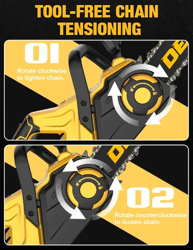 Vista 6 de [Usado] Motosierra eléctrica sin escobillas de 14 pulgadas inalámbrica para batería Dewalt de 20 V, motosierra compacta con engrasador automático