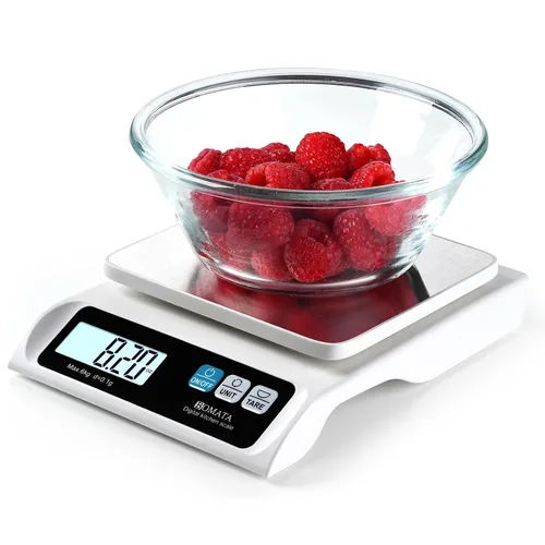 Vista 9 de BOMATA Báscula de alimentos de 0.00 oz/ 13 libras, báscula digital de cocina con bandeja de acero inoxidable extraíble, pantalla LCD retroiluminada