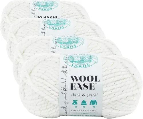 Vista 160 de Lion Brand Yarn - Ovillo de lana Wool-Ease Thick & Quick color fuerza aérea Super Bulky Wool Acrylic Blend Fiber for Soft Hats, Sweaters, Chunky