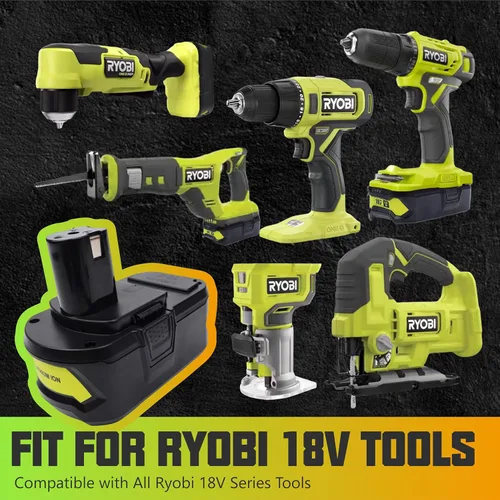 Vista 8 de Paquete de 2 baterías de litio de repuesto de 6000mAh 18V para Ryobi 6.0Ah P108 18V batería P102 P103 P105 P107 P109 ONE+ herramienta inalámbrica