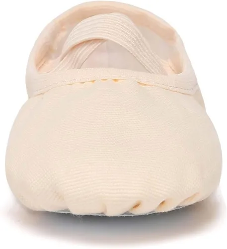 Vista 4 de Danzcue Zapatos de ballet para mujer, lona suave, piel sintética, zapatillas de baile para adultos, ideales para mujeres