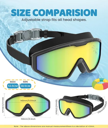 Vista 3 de Gafas de natación para niños, gafas de natación para niños, 3 unidades de gafas de natación de agua para niños y niñas, antivaho UV400