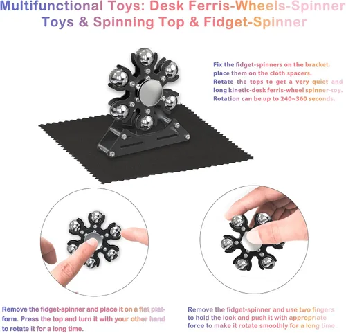Vista 3 de Juguetes de escritorio para ruedas de la fortuna - Spinner: 4mins Kinetic-Metal-Spinner, Cool-Gadgets-Stuff for Kid Children Teen Adult EDC-Toy