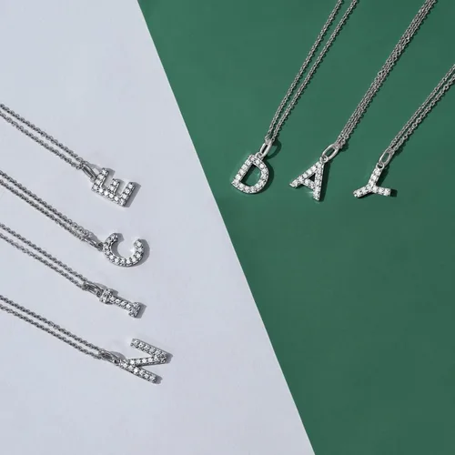 Vista 3 de Tienda Collection Platinum Plated Sterling Silver Infinite Elements Cubic Zirconia Initial Pendant Necklace 18