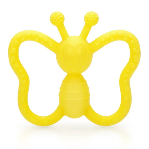 Vista 8 de Juguetes de dentición para bebés, diseño de mariposa, juguete para aliviar el dolor para bebés recién nacidos, regalo de ducha neutro seguro