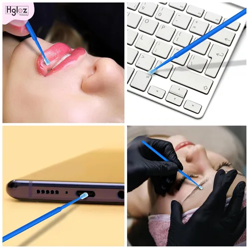 Vista 7 de Microswabs - Paquete de 500 extensiones de pestañas, color azul, microaplicador suave de 0.079 pulgadas con varitas de microfibra, adecuado