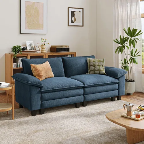 Vista 38 de LINSY HOME Cloud Sofa - Silla decorativa con tumbona otomana para interiores, sofá de pana perfecta para sala de estar, apartamento, oficina, beige