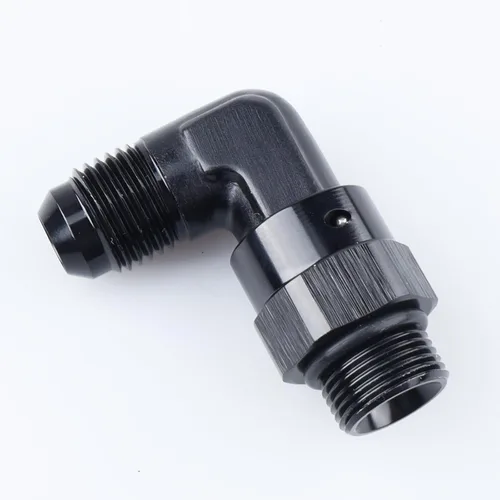 Vista 7 de AC PERFORMANCE Aluminio negro 90 grados -6 AN macho Flare a -4 AN ORB O Ring Puerto Rosca 7/16 x 20 Adaptador de montaje giratorio