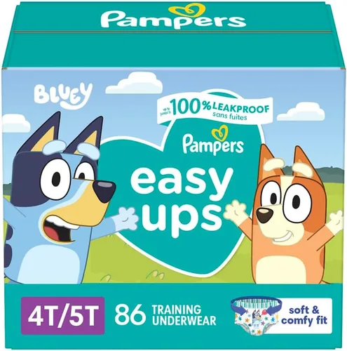 Vista 20 de Easy Ups - Pantalones de entrenamiento para niñas y niños, talla 4 (2T3T), 25 unidades, ropa interior de entrenamiento absorbente Bluey, hasta un