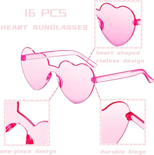 Vista 4 de Virtue morals Gafas de sol con forma de corazón para San Valentín, Mardi Gras, regalos de fiesta de verano para mujeres..