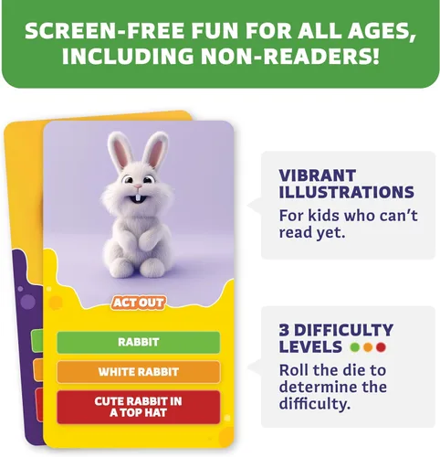 Vista 8 de Clever Fox Play Juego Épico de Charadas para Niños de 6 años en adelante – 200 Tarjetas de Actuar y Explicar con Ilustraciones y Temporizador