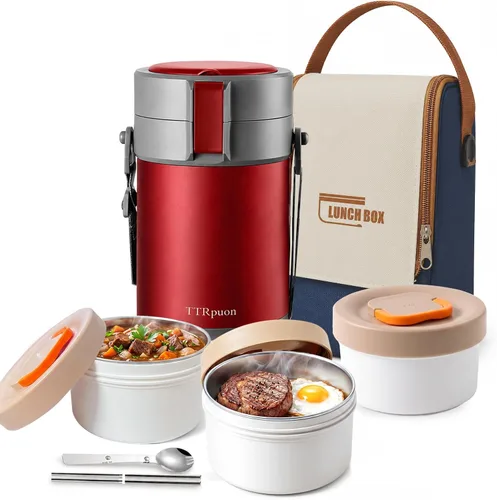 Vista 8 de Tarro térmico de alimentos para adultos de 82 onzas para comida caliente, contenedores de alimentos apilables aislados de boca ancha bento/alimentos