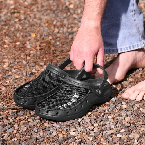 Vista 4 de Roxoni Zuecos deportivos de goma para hombre con parte superior de malla transpirable