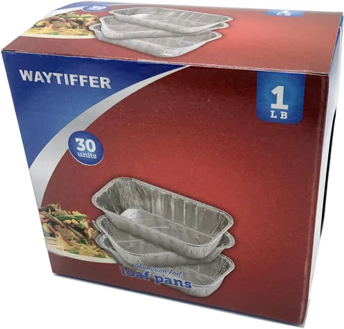 Vista 4 de Waytiffer Paquete de 30 Mini Moldes para Pan de 1 Libra de Servicio Pesado de Aluminio Desechable, Tamaño Estándar - 6" X 3.5" X 2.5" Aptos