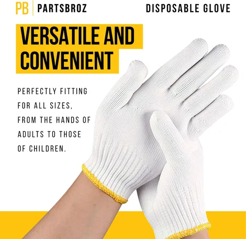 Vista 3 de PartsBroz Comfort-Fit Cotton Work Gloves Breathable One Size 1 Pair PB-2