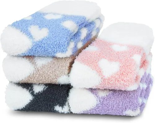 Vista 3 de Loritta 5 pares de calcetines peludos para mujer, cálidos, acogedores, esponjosos, súper suaves