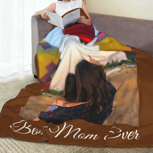 Vista 4 de Manta de fotos personalizada, manta personalizada para mamá con foto y texto, manta de franela suave personalizada para regalo para el día