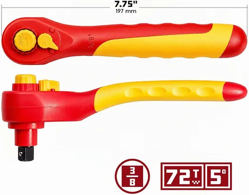 Vista 3 de Powerbuilt Trinquete VDE de 7.874 in con transmisión de 3/8 pulgadas, aislado con engranajes de 72 dientes, vehículos eléctricos e híbridos de alto