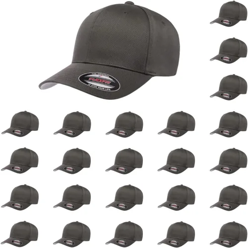 Vista 98 de Gorra de béisbol Flexfit Wooly Combed Premium de 6 paneles estructurada Ajuste elástico Paquete al por mayor disponible Negro