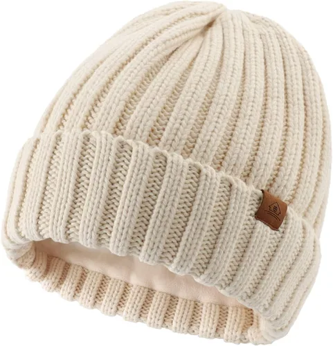 Vista 16 de Home Prefer Gorro de invierno para hombre, con forro polar de lana, gorro de punto cálido Verde militar