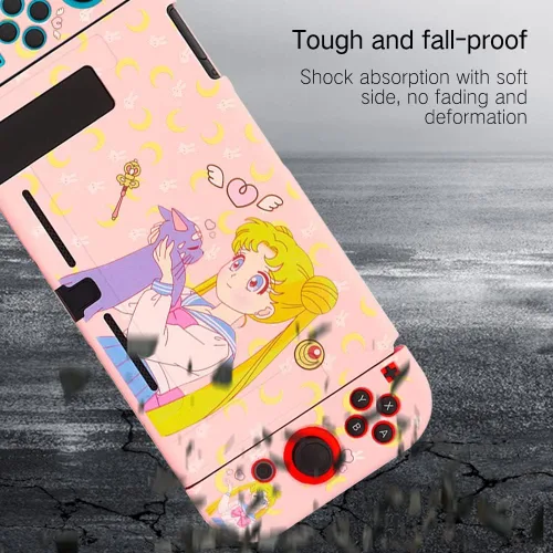 Vista 4 de PERFECTSIGHT Funda protectora compatible con Nintendo Switch Bonita funda antideslizante de TPU suave Funda rígida acoplable Funda delgada