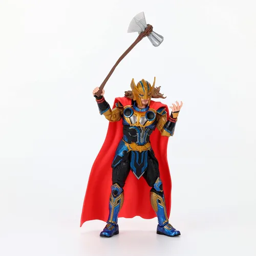Vista 6 de Marvel Legends Series Thor: Amor y Trueno Figura de acción de Thor de 6 pulgadas, juguete coleccionable con 3 accesorios
