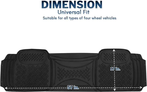 Vista 3 de Zone Tech tapete para piso de auto, universal, 1 unidad, largo, en caucho negro sólido de gran capacidad