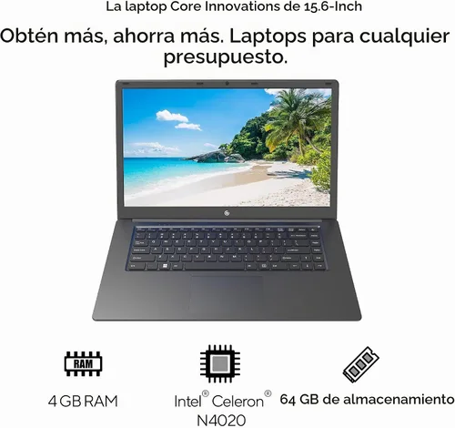 Vista 3 de 15.6" Full HD Intel 4GB RAM 64GB SSD Laptop con Windows 11 - Negro