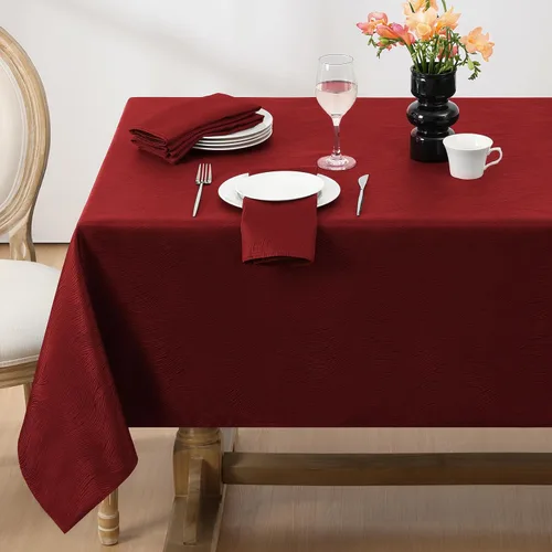 Vista 18 de Softalker Mantel rectangular de jacquard, diseño de remolinos, impermeable, resistente a las manchas, sin arrugas, tela de gran peso para Beige