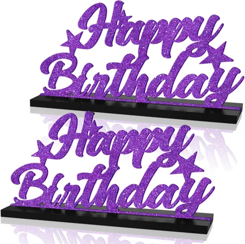 Vista 9 de Letrero de Feliz Cumpleaños con Letras Negras con Purpurina Centros de Mesa para Mesa Suministros de Fiesta de Cumpleaños Decoración de Favor