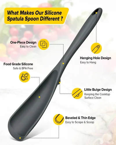 Vista 2 de BUNDLEPRO Cucharas de cocina de silicona para utensilios de cocina Gris