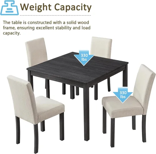 Vista 6 de Harper & Bright Designs Juego de mesa de comedor cuadrada de 39 pulgadas
