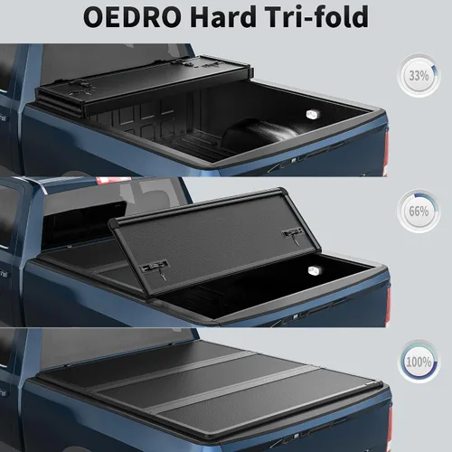 Vista 6 de OEDRO FRP Cubierta Rígida de Tonneau de Triple Pliegue Compatible con Dodge Ram 1500 2009-2024 (Carrocería Clásica y Nueva) Cama de 5.6 pies sin Ram