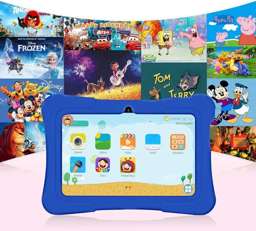 Vista 4 de PRITOM Tablet de 7 pulgadas para niños con funda, tableta Android 13, 32 GB ROM, WiFi, Bluetooth, cámara dual, educación, juegos, control parental