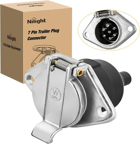 Vista 15 de Nilight - Enchufe redondo de 7 pines para remolque macho Enchufe de 7 polos resistente 7 vías de reemplazo lateral del vehículo 6-24V