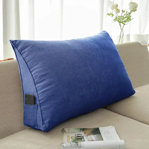 Vista 13 de Almohada triangular de cuña negra y gris para sentarse en la cama, cojín de cuña para respaldo, soporte lumbar de espalda, almohada tapizada
