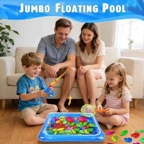 Vista 4 de CozyBomB™ Juego de juguetes de pesca magnética para niños Mesa de agua, bañera, piscina infantil, fiesta, caña con red, peces de plástico