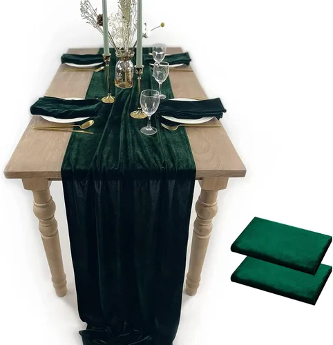 Vista 20 de Lujoso camino de mesa de terciopelo, decoraciones de recepción de boda de 10 pies, tela de terciopelo suave de 20 x 120 pulgadas, revestimiento
