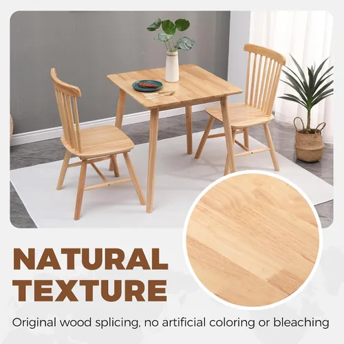 Vista 6 de OGMILL Mesa de comedor cuadrada pequeña de 27.6 pulgadas para 2, mesa de comedor de cocina natural que ahorra espacio, mesa moderna de madera