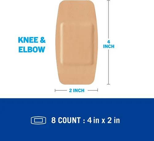 Vista 2 de Nexcare Vendajes de cojín extra activos, rodilla y codo, resistentes, paquetes de 8 unidades (paquete de 6)