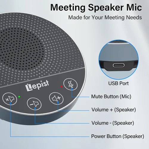Vista 2 de Altavoz USB Plug & Play, micrófono de conferencia para oficina en Cancelación de ruido, ideal para zoom/equipos/Skype, clases en línea, llamadas