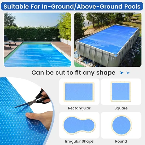 Vista 4 de Goplus - Cubierta para piscina de 12 x 24 pies, manta solar de 12 mil con bolsa de transporte para piscinas enterradas y elevadas, rectangular